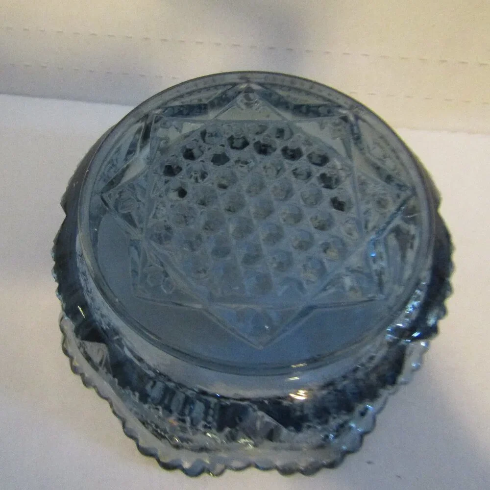 PALE SMOKY BLUE Vintage Cut Glass 4